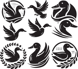 set of duck silhouette