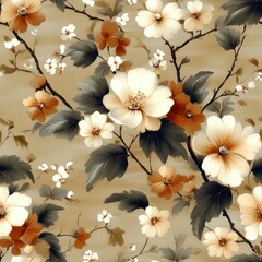 Seamless beautiful decorative flowers pattern