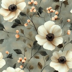 Seamless beautiful decorative flowers pattern