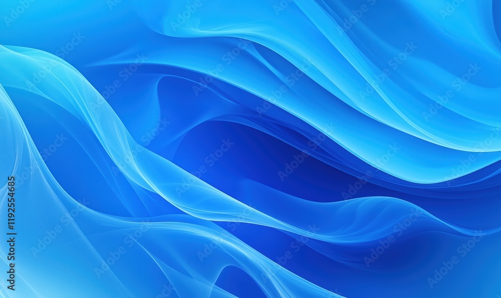 Poster abstract blue waves flowing gracefully across the canvas, creating a serene and calming atmosphere w