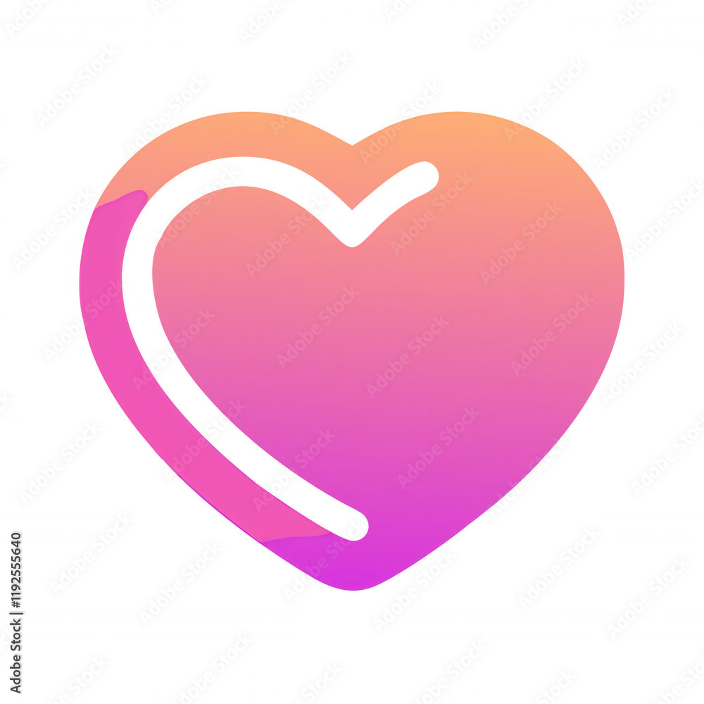 Poster a stylized heart icon with a gradient color scheme transitioning from orange to pink, featuring a si