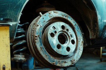 A close-up shot of a tire on a vehicle