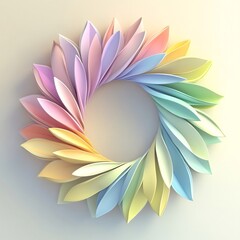 Fototapeta premium Pastel Rainbow Flower Circle Abstract 3D Render