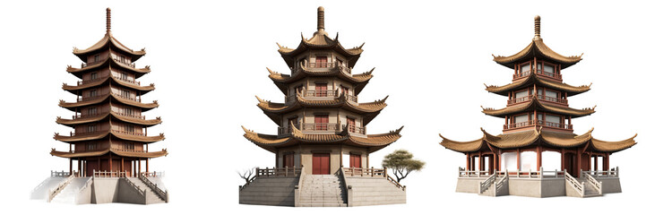 Naklejka premium majestic pagodas showcasing traditional architecture