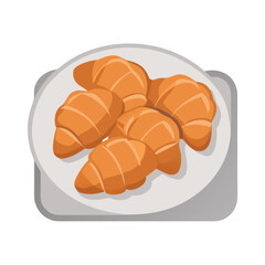 A plate of freshly baked croissants arranged neatly, showcasing their golden-brown color and flaky texture.