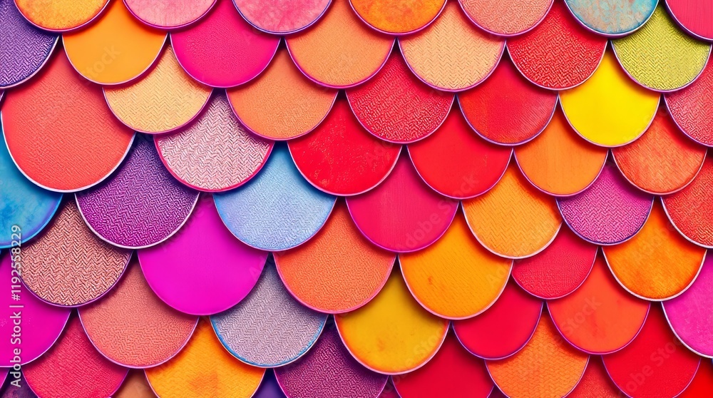 Poster vibrant seamless scale pattern with textured finish in multiple colors