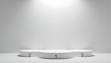 A minimalist podium with numbers one, two, and three, symbolizing victory, ranking, and achievements in competitions and sports events