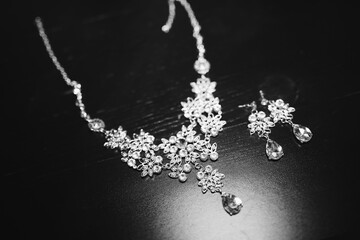 diamond necklace on black