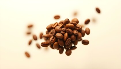 Obraz premium A shower of roasted coffee beans descends from above, illustrating a surreal and delightful coffee-themed landscape
