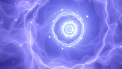 Beautiful Spiralling Vortex Healing Energy - white light forming a gaseous spiral shape flowing through a purple jade coloured energy field, origami