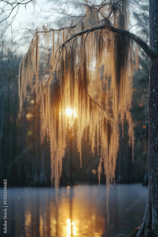 Poster sunlight filtering through tree branches