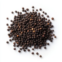 Freshly Ground Black Pepper Spices on White Background