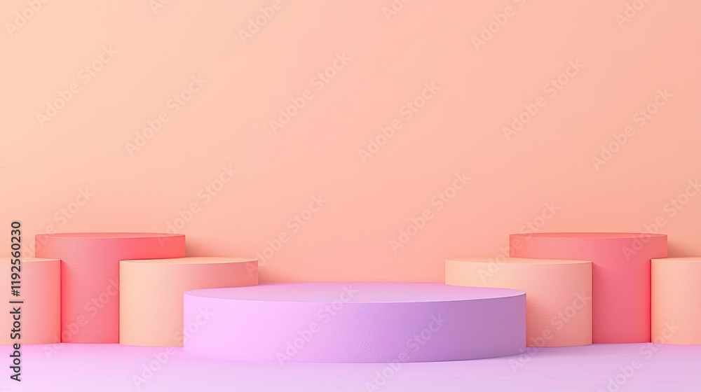 Poster symmetry gradient concept. colorful geometric stage design with soft gradients and circular platform