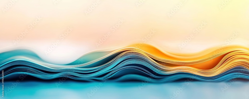 Poster vivid gradient idea. colorful layered paper sheets create an artistic wave design, ideal for creativ
