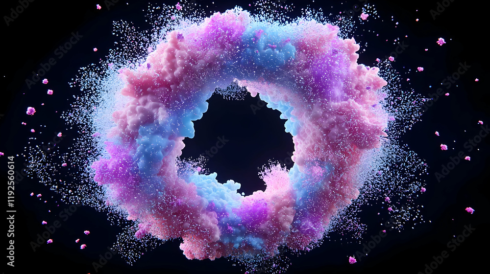 Poster abstract depiction of the h5n1 virus, showcasing intricate patterns and vibrant colors, emphasizing 