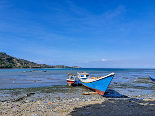 Fishing boats are anchored after catching fish