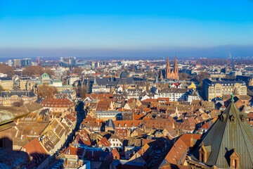 Fototapeta premium Strasbourg skyline from the roof top of the cathedral in Strasbourg, France