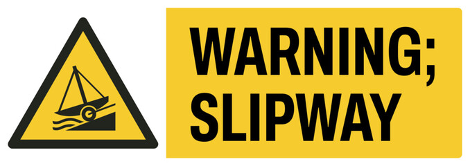 Obraz premium ISO warning safety signs uppercase text_warnig ; slipway_landscape size 1/2 a4,a3,a2,a1 