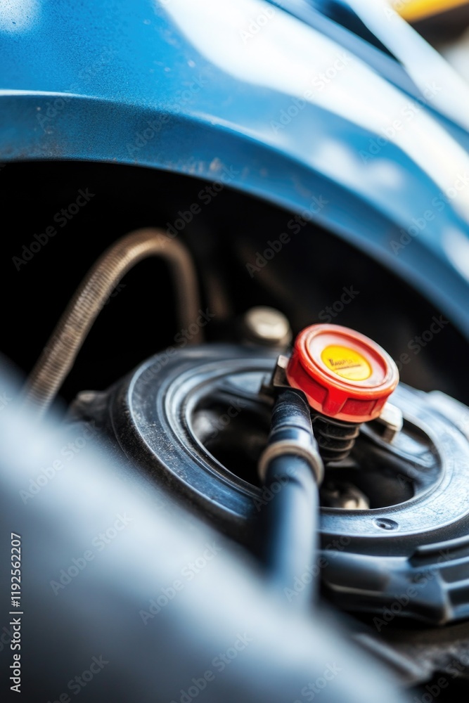 Poster close up shot of a motorcycle engine with a red glow
