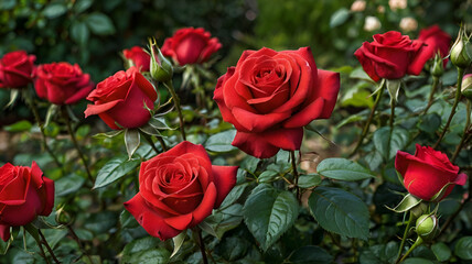 Red roses in garden