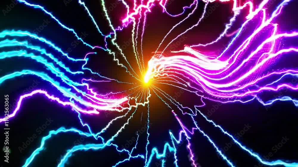Wall mural abstract patterns of vibrant colors emerge from darkness, creating a mesmerizing visual experience t