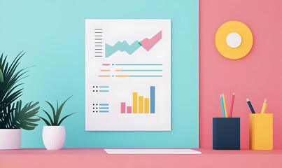 Sales Strategy Visualization, a flat vector design showcasing charts and graphs for effective sales planning and analysis