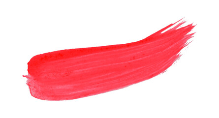 Hand drawn red brush stroke isolated on transparent background.