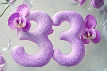 A delicious-looking purple cake with the number 33 written in bold letters on top