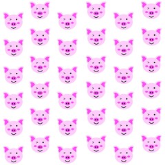 vector illustration of an abstract background of a collection of pig heads on a white background 
