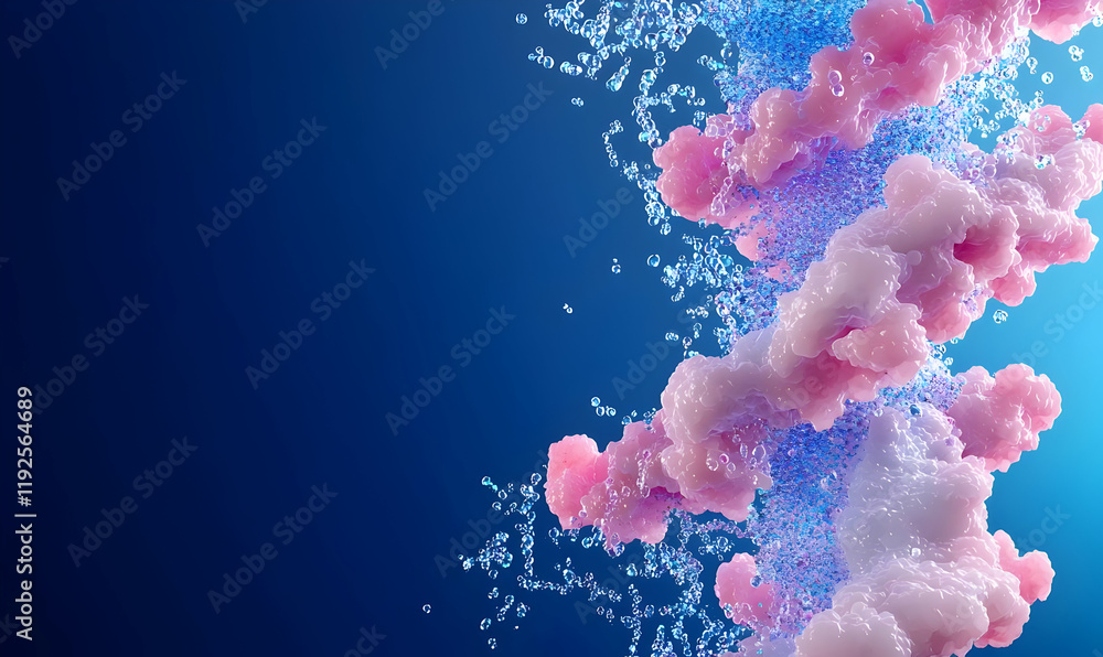Aufkleber microscopic view of h5n1 bird flu, showcasing intricate viral structures against a deep blue backdro