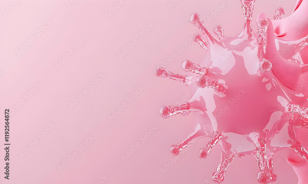 Poster isolated h5n1 virus particle on soft pastel background, showcasing the intricate structure of the vi