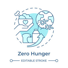 Zero hunger soft blue concept icon. Food management. Farming, agriculture. Ecosystem, ecology. Round shape line illustration. Abstract idea. Graphic design. Easy to use in infographic, presentation