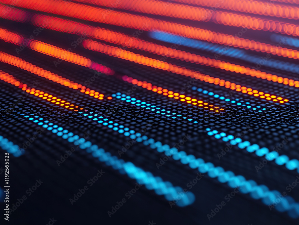 Aufkleber abstract glowing lines of blue and orange light representing data flow and digital transformation