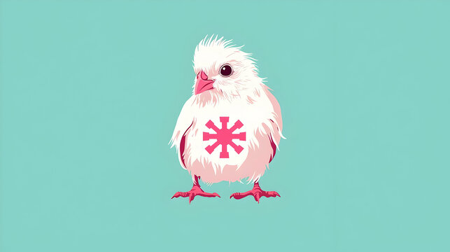 Bird with H5N1 Flu Symbol, an artistic depiction highlighting the impact of avian influenza on wildlife and public health awareness