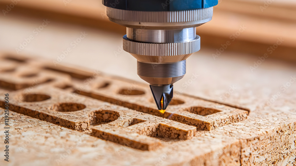 Poster laser cutting machine intricately engraving geometric patterns on a smooth surface, showcasing preci