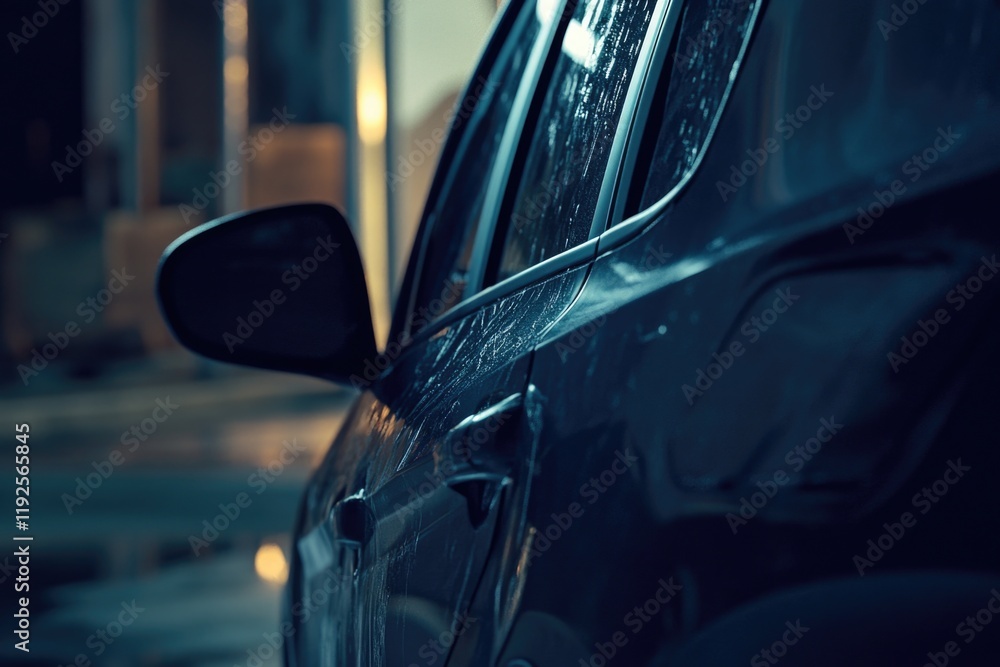 Poster a close-up view of a car's side window, perfect for use in automotive or travel related contexts