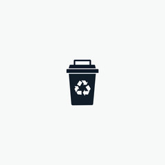 Silhouette trash box vector icon, bin vector icon  Design