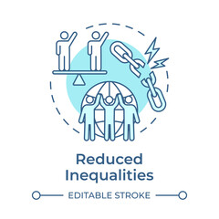 Reduced inequalities soft blue concept icon. Social equality, community. Political inclusion. Round shape line illustration. Abstract idea. Graphic design. Easy to use in infographic, presentation