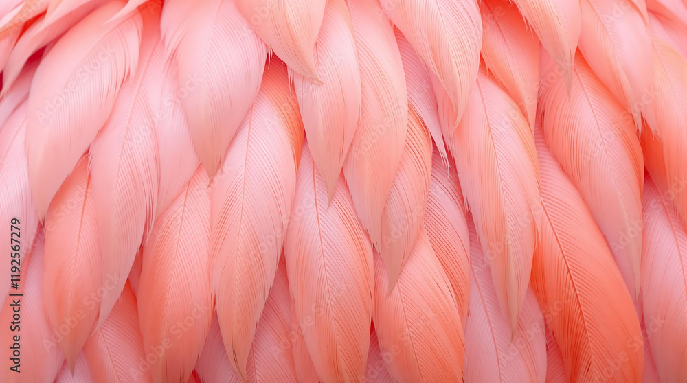 Wall mural close-up of vibrant pink flamingo feathers. soft textures and delicate details create an abstract, n