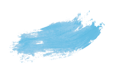 Hand drawn light blue brush stroke isolated on transparent background.