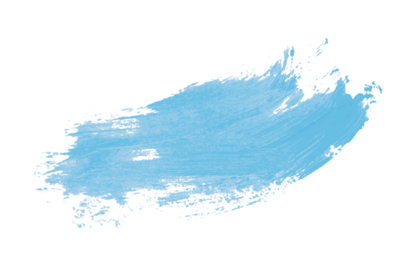 Hand drawn light blue brush stroke isolated on transparent background.