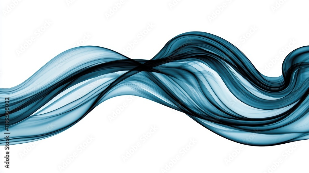 Poster elegant abstract blue wave flowing in soft curves on white background