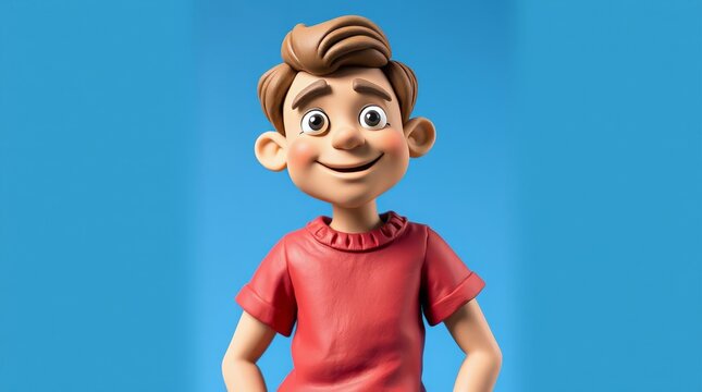 Man wearing  red t-shirt in blue background, National Wear Red Day