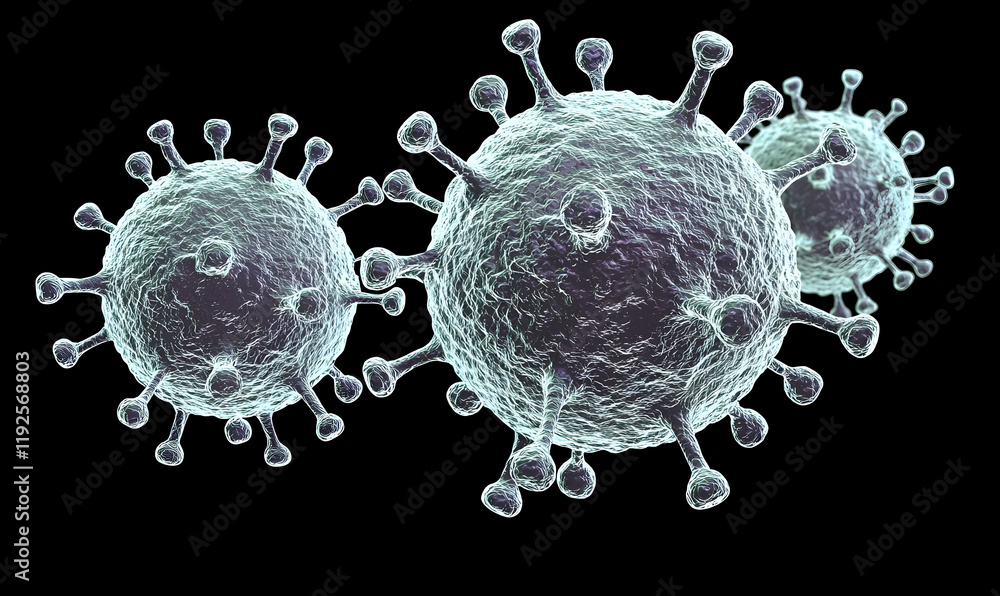 Poster microscopic insight into h5n1 avian virus, detailed examination of the h5n1 virus structure within h