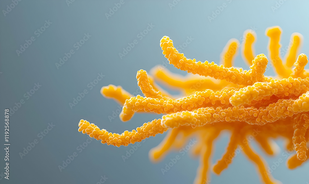 Poster microscopic examination of h5n1 virus within host cell, showcasing intricate viral structures and ce