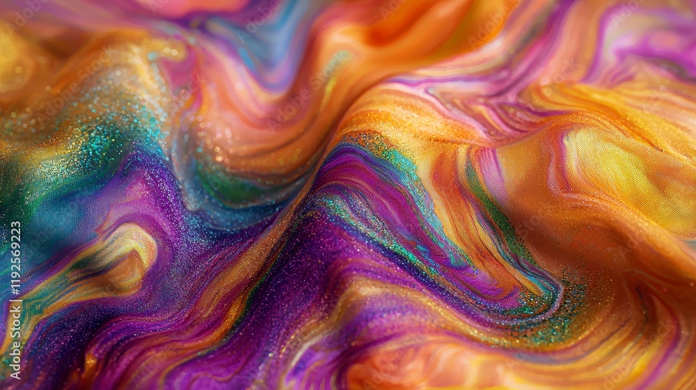 Poster vibrant swirls of colored powders creating artistic patterns on fabric