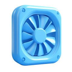 Abstract 3D Render of a Blue Square Fan, Technology Cooling System, Ventilation Device