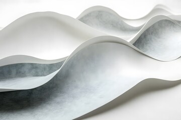 Abstract wavy patterns in soft shades of gray and white, creating a serene and modern backdrop