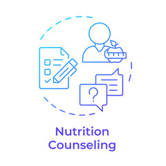 Nutrition counseling blue gradient concept icon. Healthcare professional, therapist. Round shape line illustration. Abstract idea. Graphic design. Easy to use in infographic, presentation