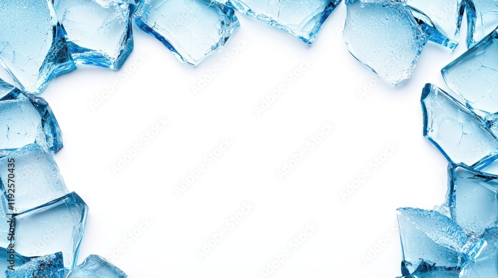 Poster ice cube border background with clear spaces for text or design